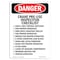 Signmission Safety Sign, OSHA Danger, 5" Height, Portrait Crane Pre-Use Inspection, Portrait OS-DS-D-35-V-2074 - alternate 1